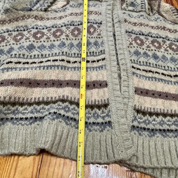Anthro Sleeping On Snow Cardigan M Fair isle Knit Cottage Grandmacore Waterfall - Picture 10 of 16